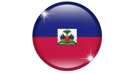 Obraz premium Haitian flag glossy button isolated on transparent background