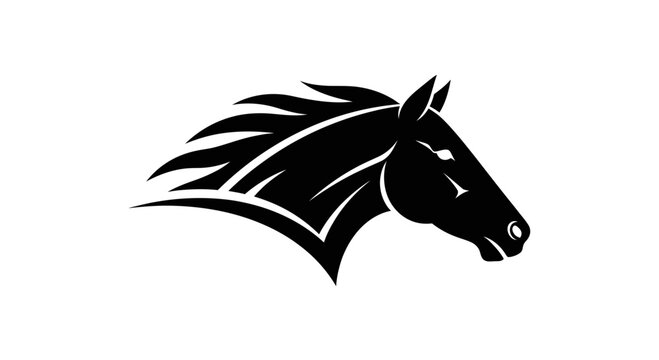 Black Horse Head Silhouette Profile.