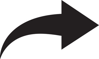 Black arrow icon, curved right arrow symbol, directional sign, navigation element © MdMasud