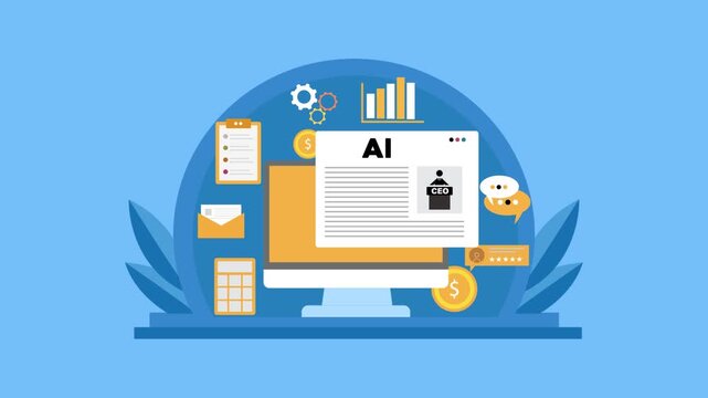 Artificial intelligence concept with smart data analysis and automated business technology interface.