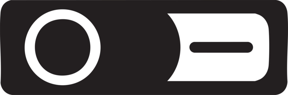 Black and white camera shutter button icon, photography symbol, vector graphic, flat design