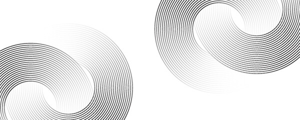 Abstract white glowing geometric lines on gray background. Modern shiny blue circle lines pattern. Futuristic technology concept. Suit for cover, poster,