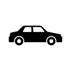 Fototapeta premium Black sedan car vector icon presenting classic three box vehicle side profile.