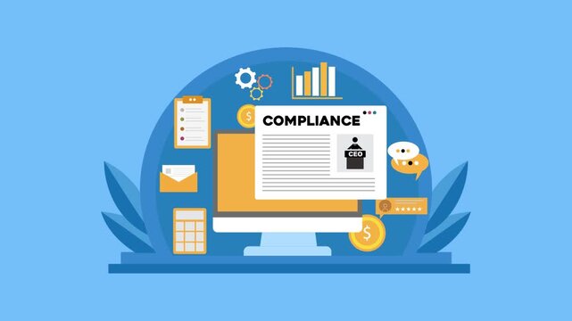 Compliance concept with regulatory standards, business governance and financial control management system.
