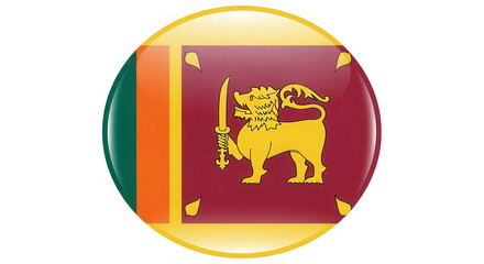 Fototapeta premium Sri lanka flag glossy button isolated on transparent background