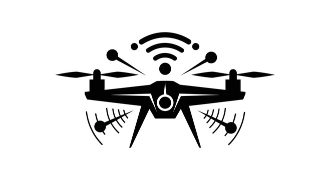 Drone with propellers and antennae.