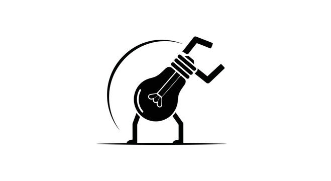 Dynamic light bulb character flexing muscles symbolizing strength and innovation.