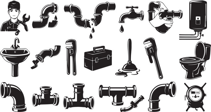 Plumbing tools and equipment for fixing pipes and faucets