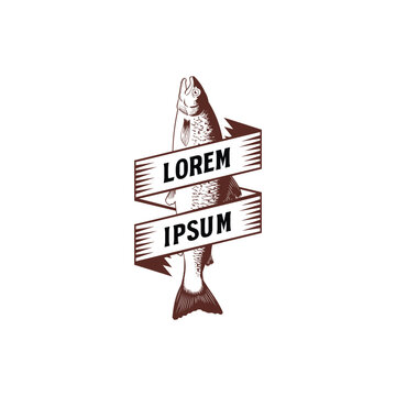 Vintage Fishing Salmon Fish Logo Vector Illustration