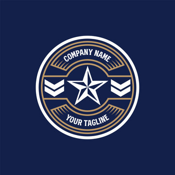Vintage Military Star Badge Logo Vector Illustration