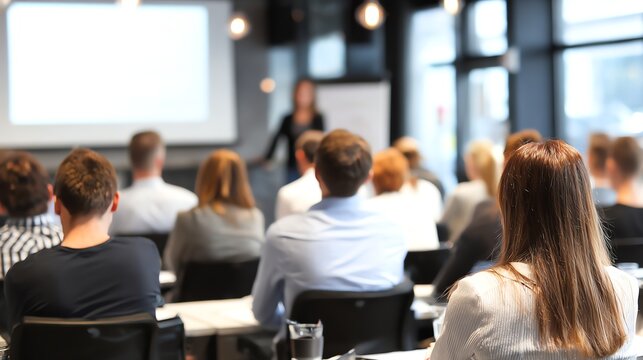 A corporate training session where employees are learning best customer service practices.