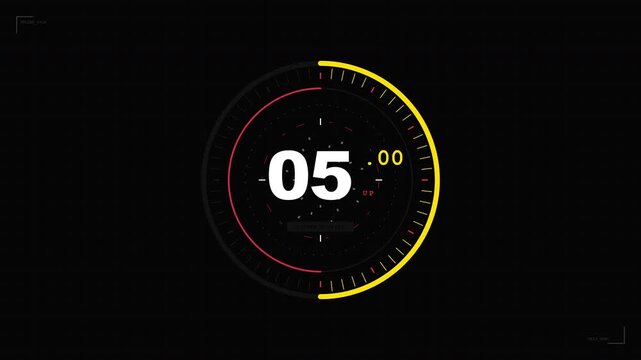 4K Tactical 10 Second Count Up Timer - Futuristic System Boot Loading Progress with Kinetic Fill Ring - Solid Matte Seamless Visual