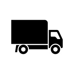 Fototapeta premium Delivery truck vector icon isolated black cargo van logistics transport sign logo.