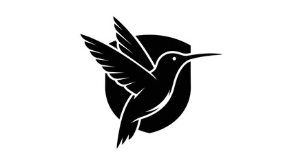 Naklejka premium Elegant Black Hummingbird Logo Design with Shield Background.