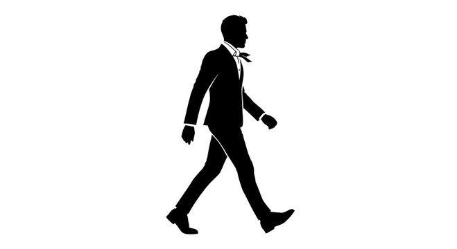 Elegant Man in Suit Walking Confidently.