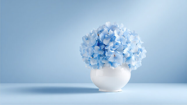 Blue Hydrangea Bouquet in a White Vase