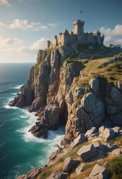 Medieval stone fortress standing atop a rocky headland overlooking the Atlantic Ocean ,  ocean,  rock,  baiona
