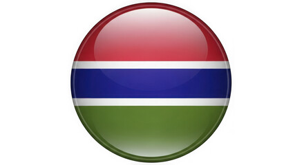 Naklejka premium Gambia flag button isolated on transparent background