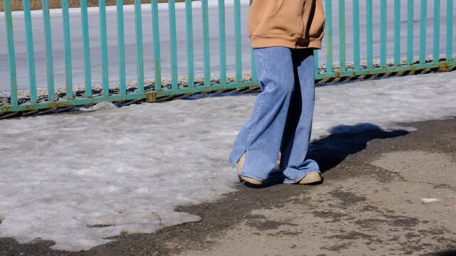 Dancer is moving on the bridge, flashmob and challenge of street dancers. Freedom and carefree. Individuality, alternative lifestyle. Activity vacations. Lifestyle