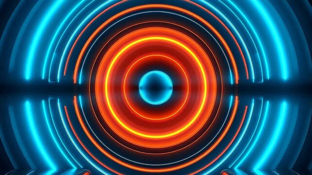 Digital circular neon light abstract background