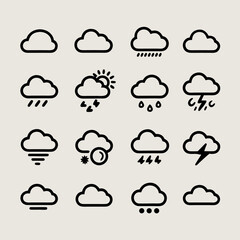 Obraz premium Weather Icon Set with Cloud and Precipitation Elements