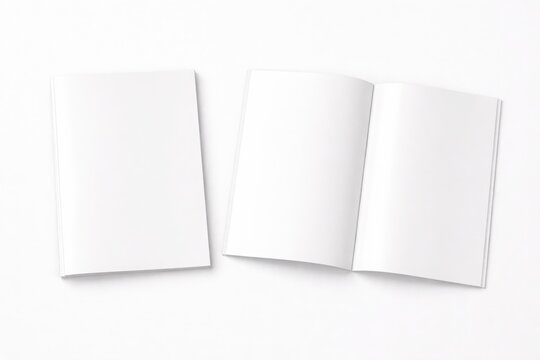 Two blank white books on a pure white background for mockup purposes