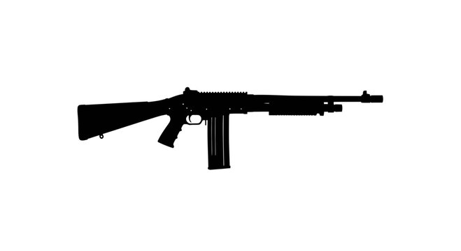 Silhouette of a classic automatic rifle a powerful weapon for military and defense.