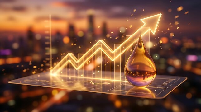 Digital financial growth chart with rising arrow and glowing coin showing business investment success