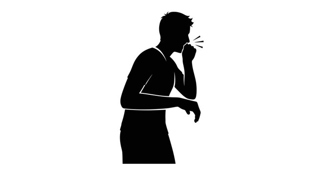 Silhouette of a man talking on phone.