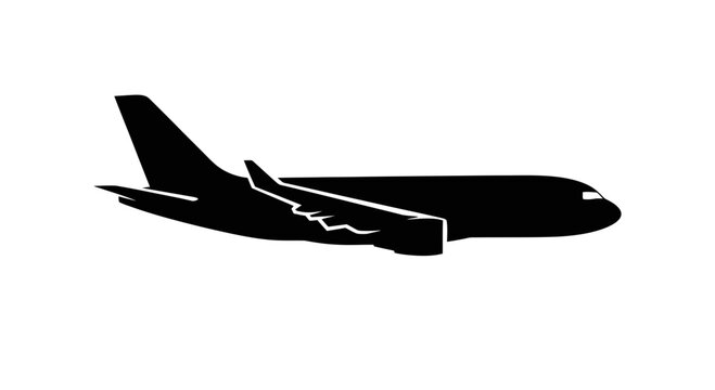 Silhouette of a passenger airplane in flight.