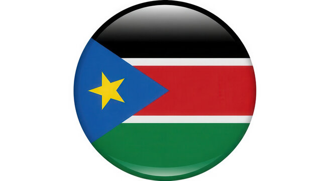 South sudan flag button isolated on transparent background