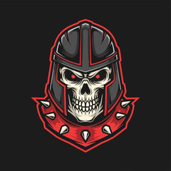 Fototapeta premium Intense Skull Knight Mascot with Spiked Collar.