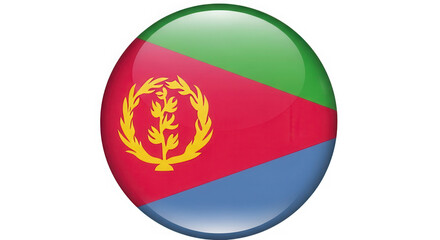 Obraz premium Eritrea flag glossy button isolated on transparent background