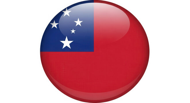 Samoa flag glossy round button isolated on transparent background