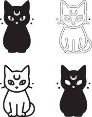 Fototapeta premium Isolated Mystery Cat Aesthetic Illustration, Mystery Cat Aesthetic Illustration icon, Mystery Cat Aesthetic Illustration vector, dark feline art, moody pet design, creative animal concept