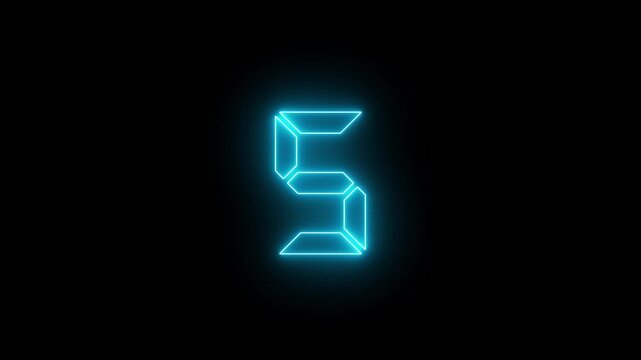 5 second countdown timer animation. neon coolar ful Countdown Timer. 10 to 0 seconds on a black background video.