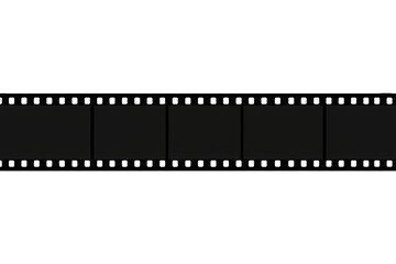 Fototapeta premium Film strip showing multiple blank frames, representing cinema, movies, media, and photography on a transparent background