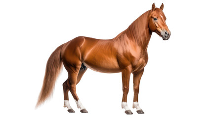 Fototapeta premium Chestnut Horse with Dark Mane isolated on a transparent background