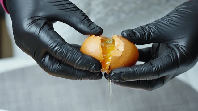 Frying the Perfect Egg. How to crack eggs and separate yolks. Demonstration of egg cracking and yolk dividing methods for morning meal