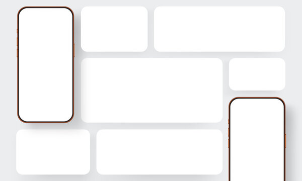 Blank brand presentation template with smartphones mockups and rounded blocks for showcasing identity and design layout