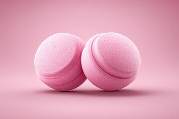 Obraz premium Two pink bath bombs for relaxation and self-care.