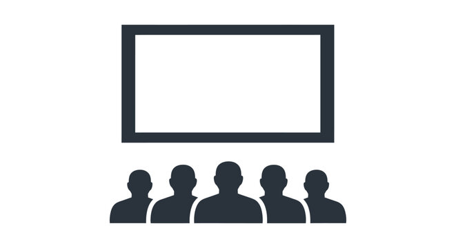 business presentation screen with an audience icon symbolizing a group watching content at a meeting conference or webinar.