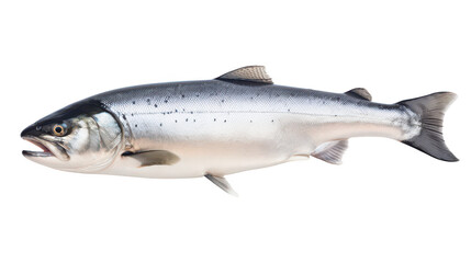 Obraz premium a silver salmon fish, a popular seafood isolated on white background
