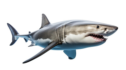Obraz premium Great White Shark showing Teeth isolated on white background