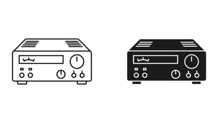 Fototapeta premium Two electronic devices with dials and screens are shown side by side on a white background