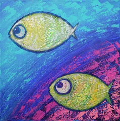 Funny fish at the bottom art painting © denys_kuvaiev