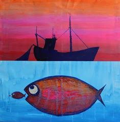 Abstract art painting the big fish eat little fish © denys_kuvaiev