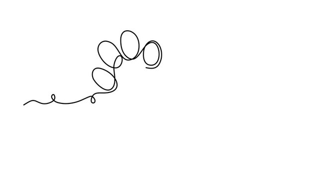 Animated self drawing of continuous line draw of dog or cat paw print with a heart . Concept of love for animals. Full length one line animation. 4K