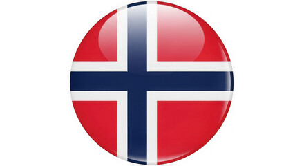 Obraz premium Norway flag button isolated on transparent background