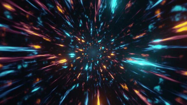 Vibrant streaks burst from a cosmic center